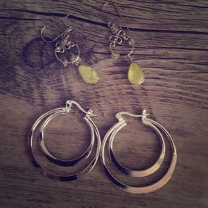 2 pair silver earrings
